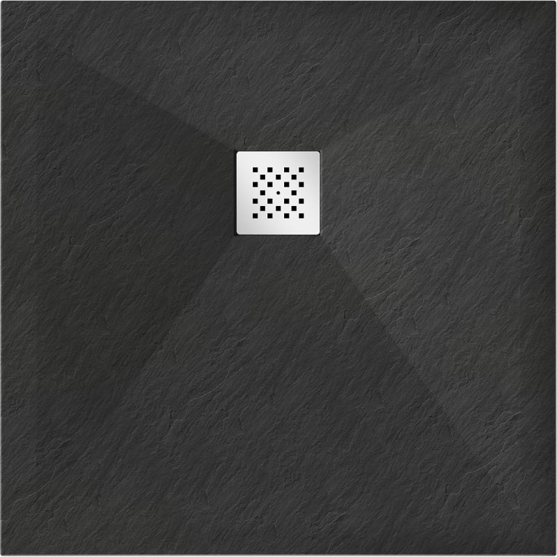 Mexen Stone+ composite square shower tray 80 x 80 cm, black - 44708080