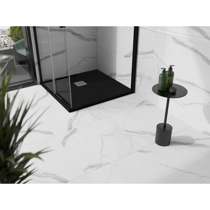 Mexen Stone+ composite square shower tray 90 x 90 cm, black - 44709090