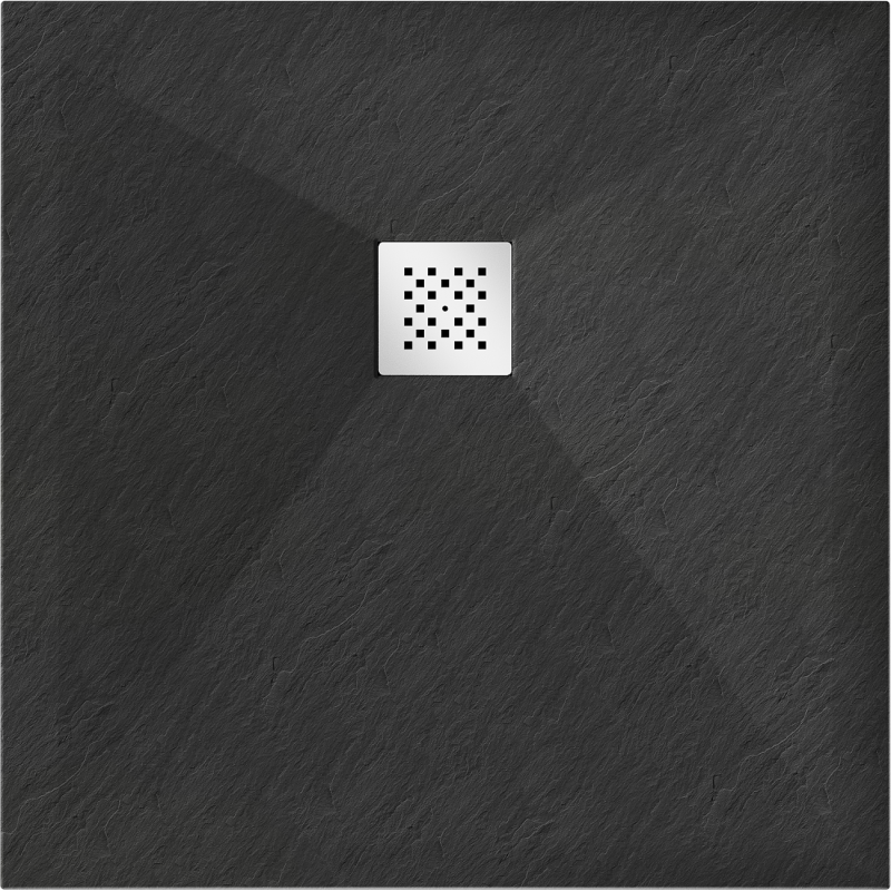 Mexen Stone+ vierkante composiet douchebak 90 x 90 cm, zwart - 44709090