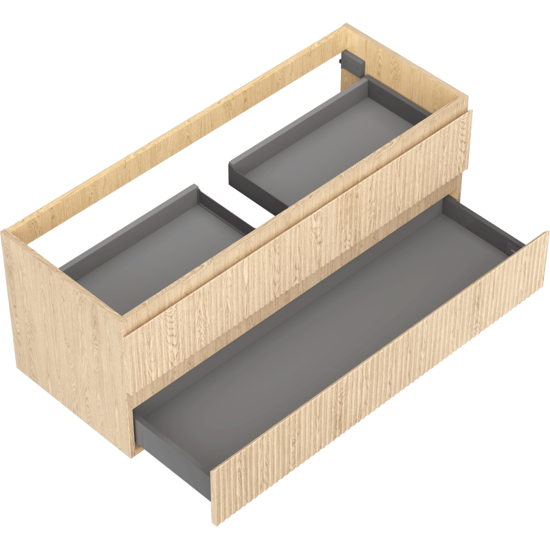 Mexen Rivel armario de baño para lavabo 120 cm, 2 cajones, acanalado, roble - 91A20-12047-2-BFF81