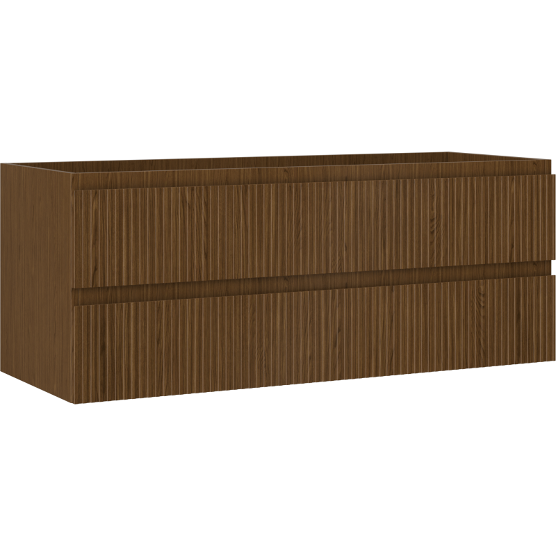Mexen Rivel bathroom cabinet under-sink 120 cm, 2 drawers, fluted, walnut - 91A20-12047-2-BFF86