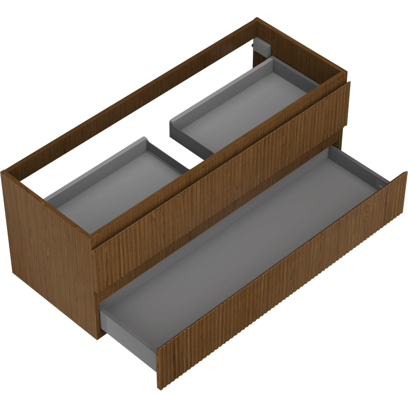 Mexen Rivel bathroom cabinet under sink 120 cm, 2 drawers, grooved, walnut - 91A20-12047-2-BFF86