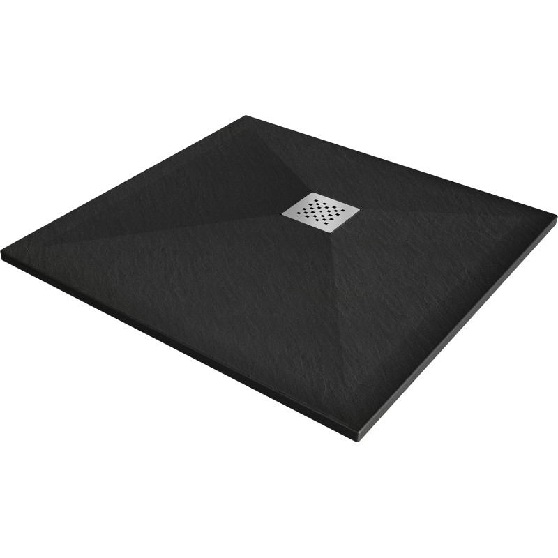 Mexen Stone+ composite square shower tray 100 x 100 cm, black - 44701010
