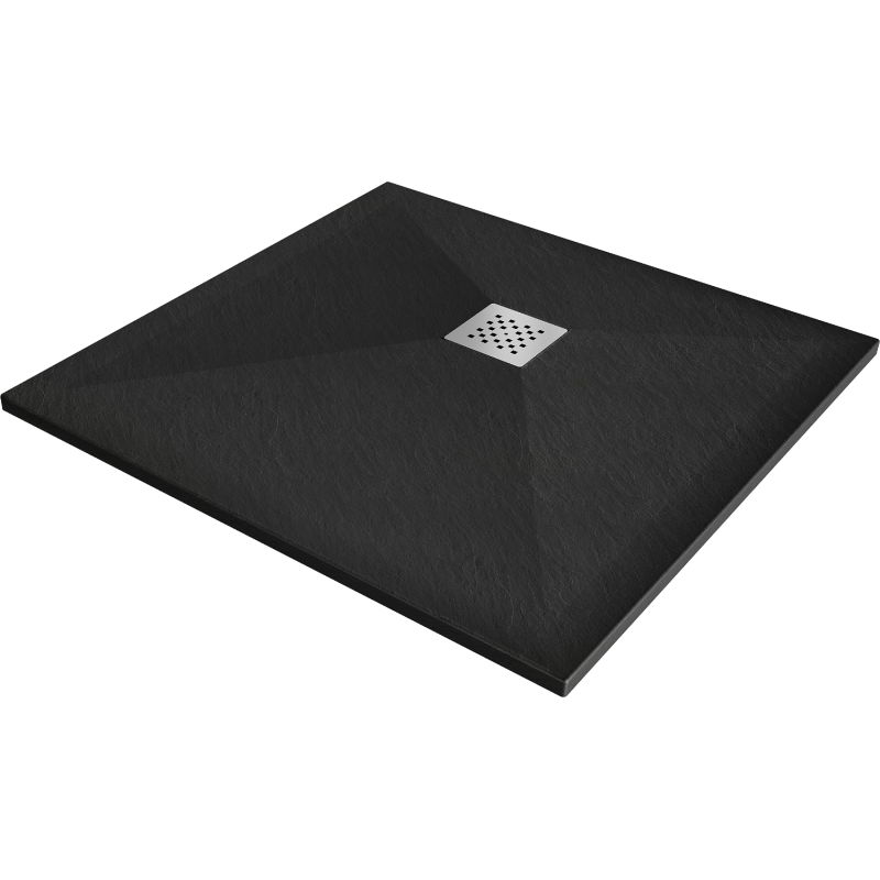 Mexen Stone+ quadratische Duschwanne aus Verbundstoff 100 x 100 cm, schwarz - 44701010