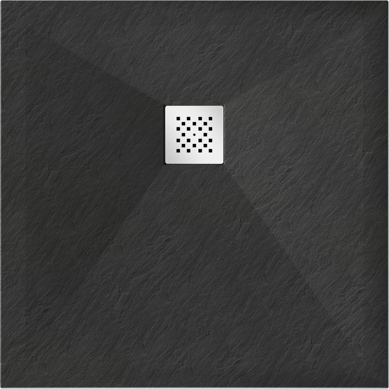 Mexen Stone+ composite square shower tray 100 x 100 cm, black - 44701010