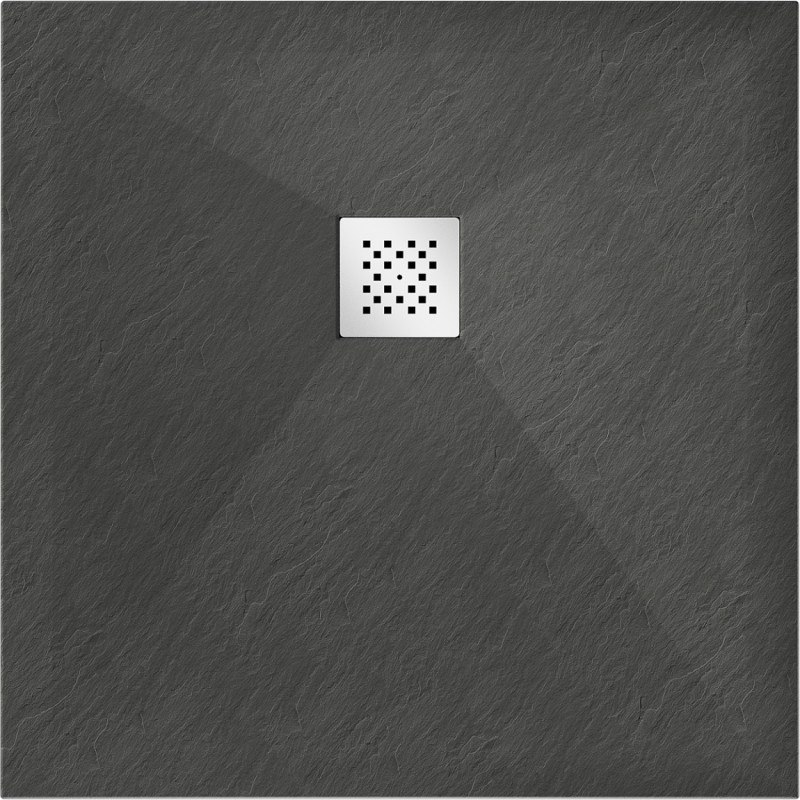 Mexen Stone+ kwadratische composiet douchebak 80 x 80 cm, antraciet - 44718080