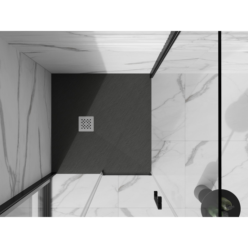 Mexen Stone+ plato de ducha cuadrado de composite 90 x 90 cm, antracita - 44719090