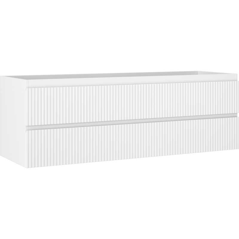 Mexen Rivel armário de casa de banho para lavatório 140 cm, 2 gavetas, frisado, branco mate - 91A20-14047-2-BFF01