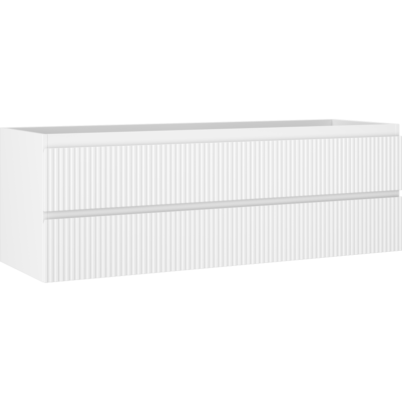 Mexen Rivel badrumsskåp under tvättställ 140 cm, 2 lådor, räfflad, vit matt - 91A20-14047-2-BFF01
