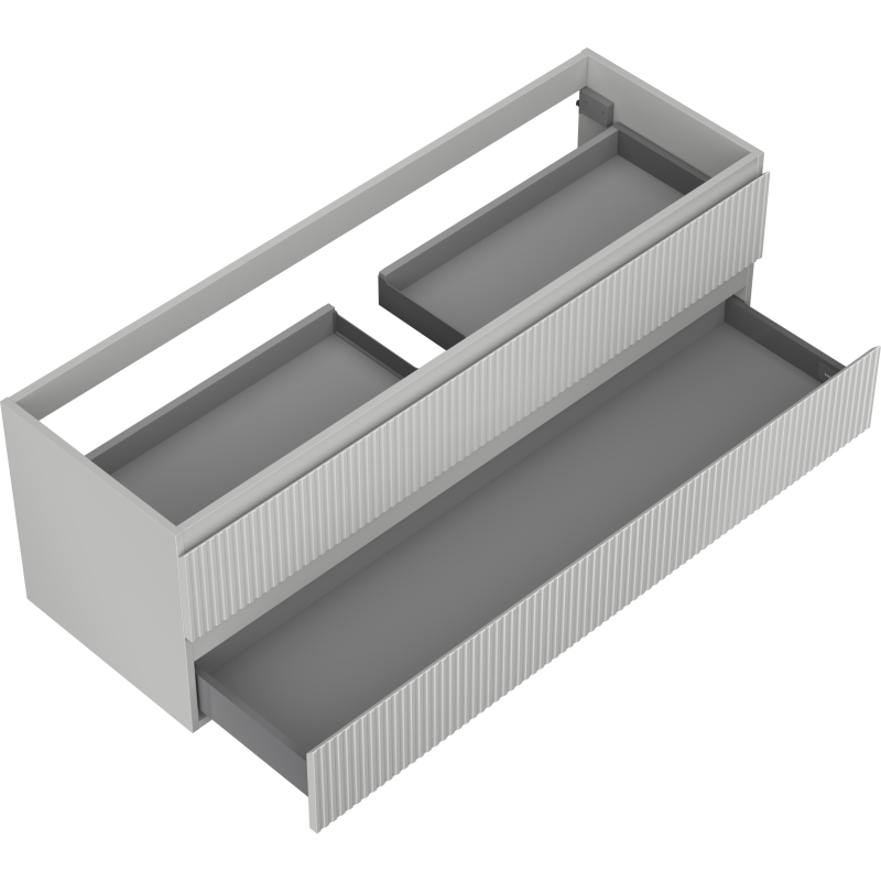 Mexen Rivel badkamerkast onder wastafel 140 cm, 2 lades, gegroefd, grijs mat - 91A20-14047-2-BFF62