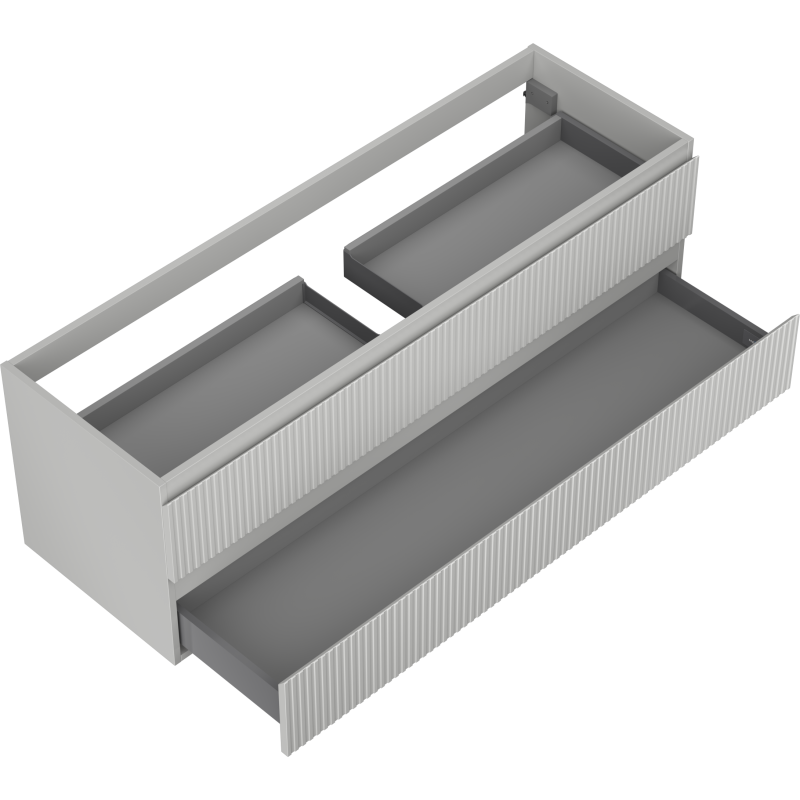 Mexen Rivel bathroom cabinet for under sink 140 cm, 2 drawers, fluted, matt grey - 91A20-14047-2-BFF62