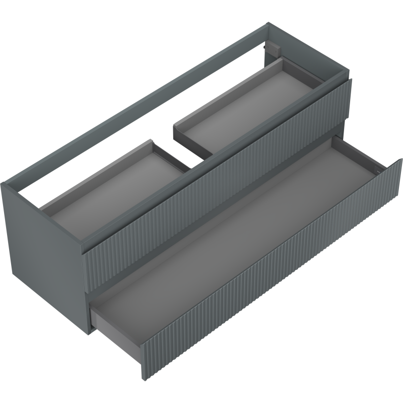 Mexen Rivel kopalna omarica za umivalnik 140 cm, 2 predala, rebrasta, grafit mat - 91A20-14047-2-BFF66
