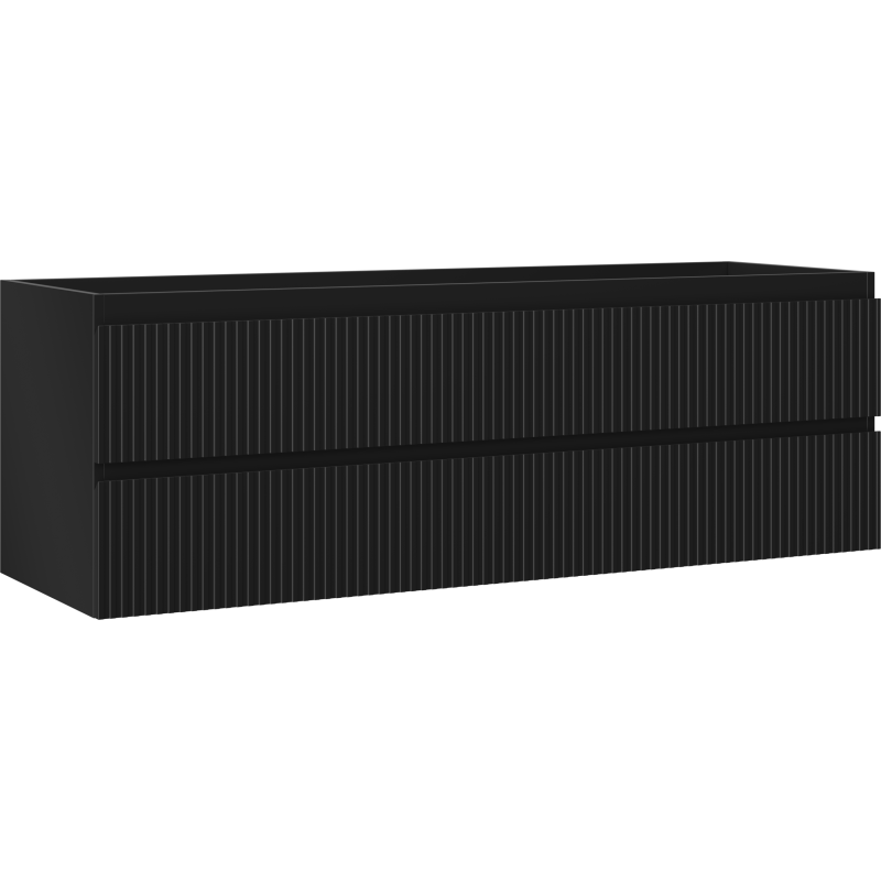 Mexen Rivel Badezimmer-Unterschrank 140 cm, 2 Schubladen, geriffelt, schwarz matt - 91A20-14047-2-BFF71