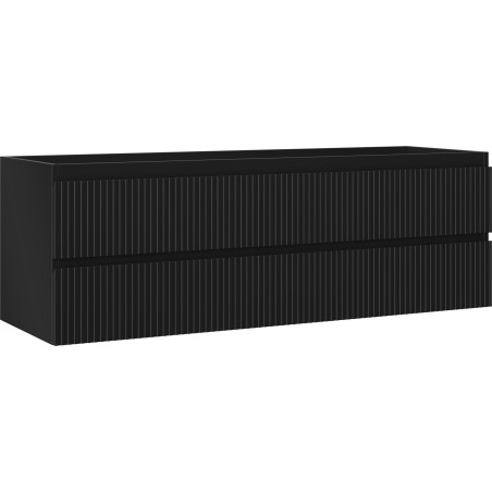 Mexen Rivel Badezimmer-Unterschrank 140 cm, 2 Schubladen, geriffelt, schwarz matt - 91A20-14047-2-BFF71