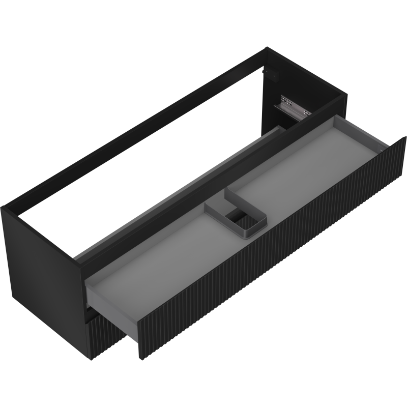Mexen Rivel badkamerkast onder wastafel 140 cm, 2 lades, geribbeld, zwart mat - 91A20-14047-2-BFF71