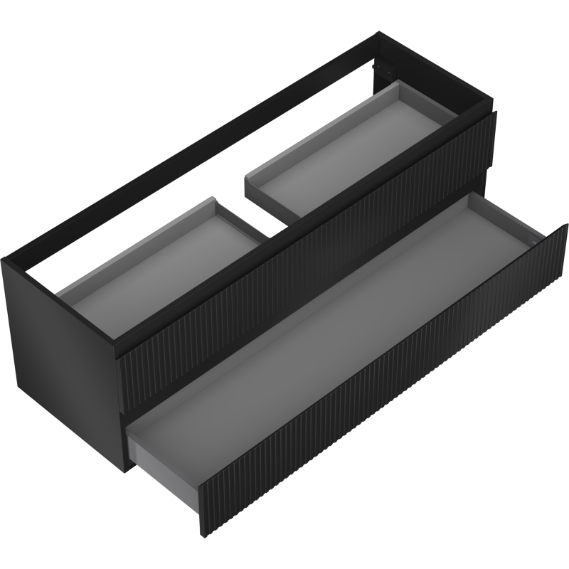 Mexen Rivel mueble de baño bajo lavabo 140 cm, 2 cajones, ranurado, negro mate - 91A20-14047-2-BFF71