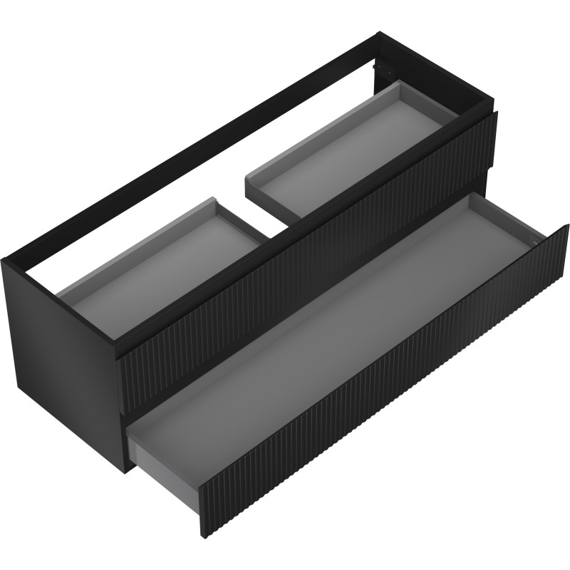 Mexen Rivel vannitoakapp valamualune 140 cm, 2 sahtlit, sooniline, must matt - 91A20-14047-2-BFF71