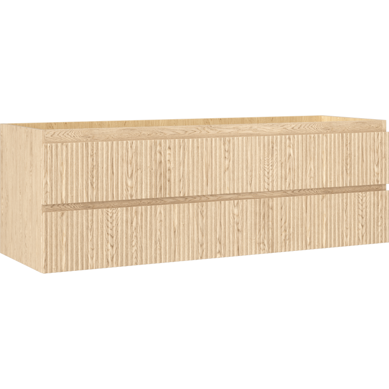 Mexen Rivel Badezimmerschrank für Waschbecken 140 cm, 2 Schubladen, gerillt, Eiche - 91A20-14047-2-BFF81