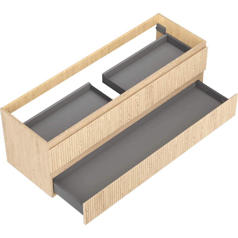 Mexen Rivel armoire de salle de bain sous-lavabo 140 cm, 2 tiroirs, rainurée, chêne - 91A20-14047-2-BFF81