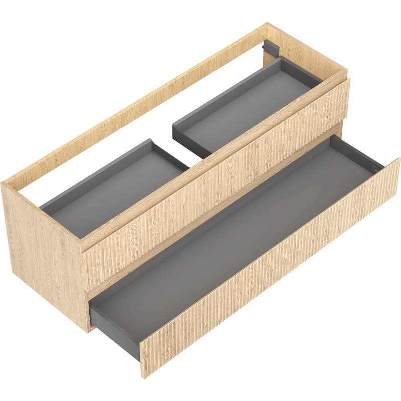 Mexen Rivel kylpyhuonekaappi pesualtaan alle 140 cm, 2 laatikkoa, uritettu, tammi - 91A20-14047-2-BFF81