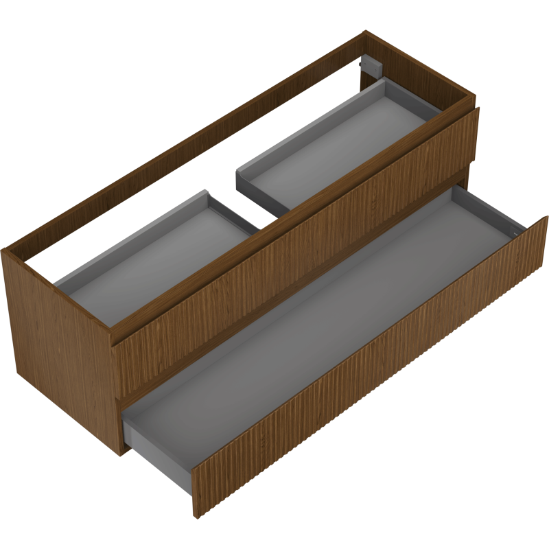 Mexen Rivel bathroom cabinet 140 cm, 2 drawers, fluted, walnut - 91A20-14047-2-BFF86