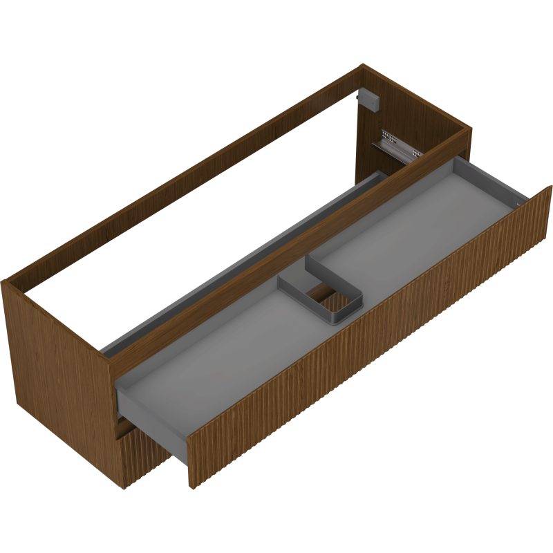 Mexen Rivel badkamerkast onder de wastafel 140 cm, 2 laden, gegroefd, walnoot - 91A20-14047-2-BFF86
