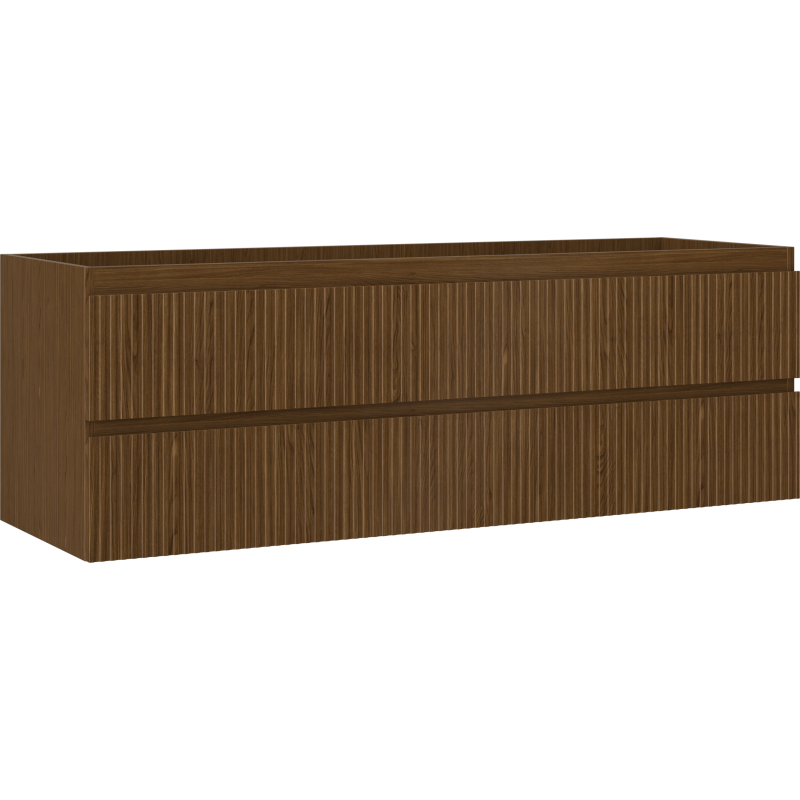 Mexen Rivel Badezimmerunterschrank 140 cm, 2 Schubladen, geriffelt, Nussbaum - 91A20-14047-2-BFF86