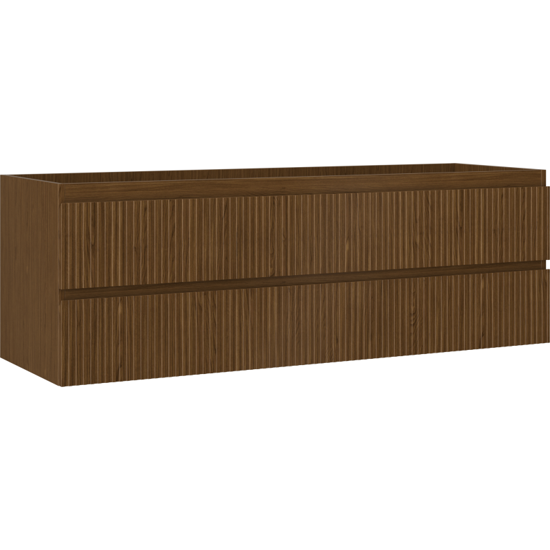 Mexen Rivel badkamerkastje onder wastafel 140 cm, 2 lades, gegolfd, noten - 91A20-14047-2-BFF86