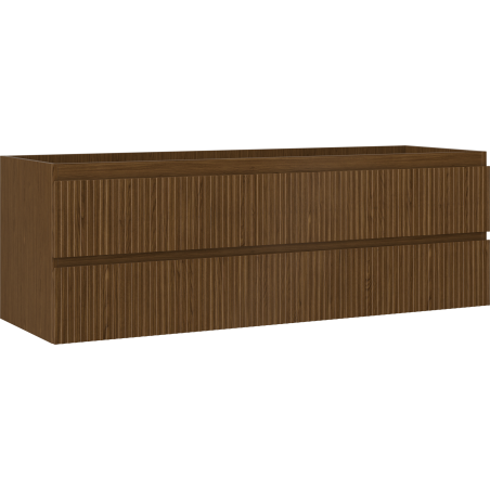 Mexen Rivel badkamerkastje onder wastafel 140 cm, 2 lades, gegolfd, noten - 91A20-14047-2-BFF86
