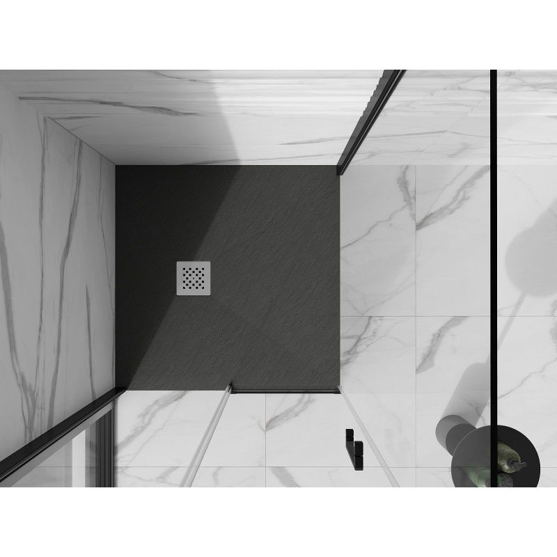 Mexen Stone+ vierkante composiet douchebak 100 x 100 cm, antraciet - 44711010