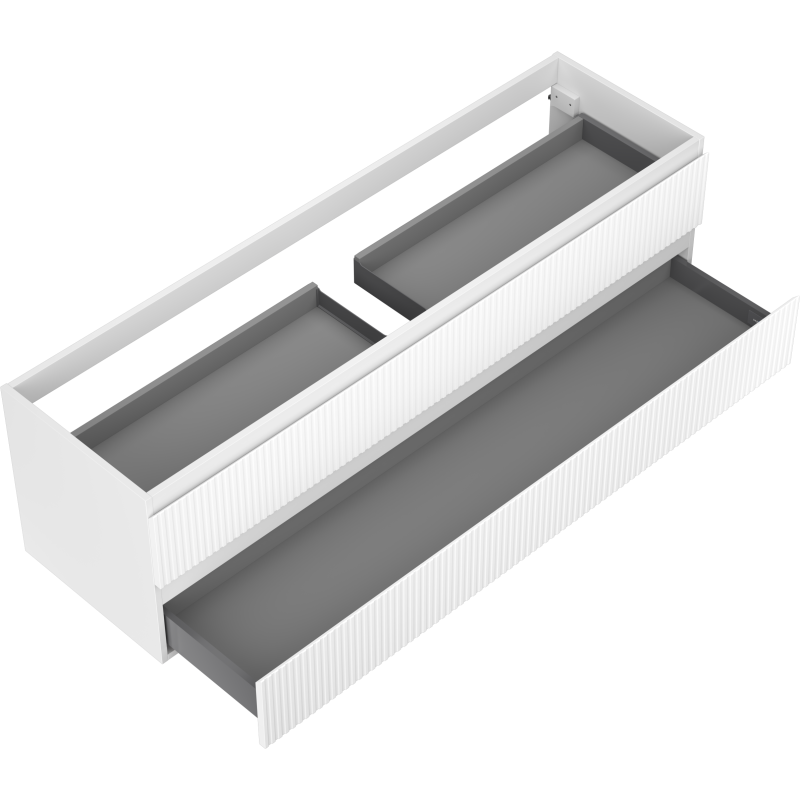 Mexen Rivel armário de casa de banho sob lavatório 160 cm, 2 gavetas, canelado, branco mate - 91A20-16047-2-BFF01