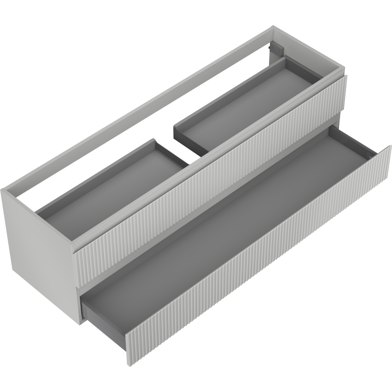 Mexen Rivel Badezimmerunterschrank 160 cm, 2 Schubladen, gerillt, grau matt - 91A20-16047-2-BFF62