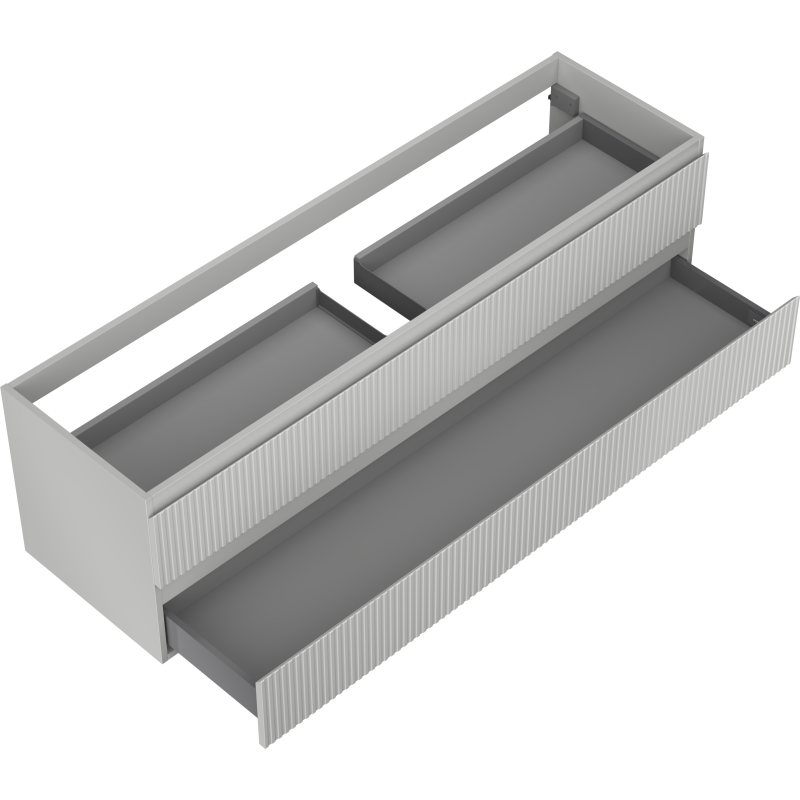 Mexen Rivel mobile da bagno sospeso 160 cm, 2 cassetti, scanalato, grigio opaco - 91A20-16047-2-BFF62