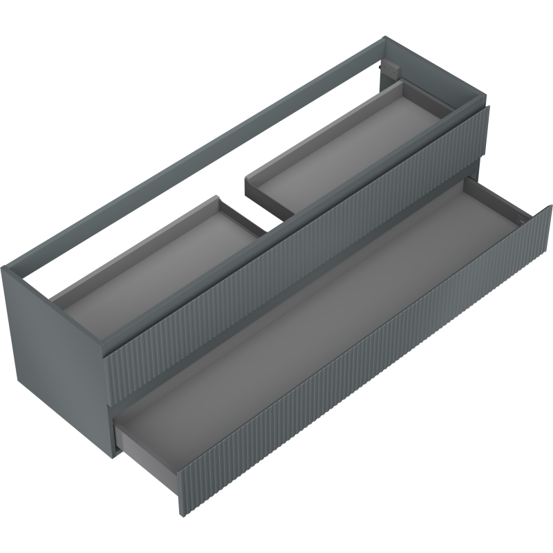 Mexen Rivel Badezimmerschrank 160 cm, 2 Schubladen, geriffelt, Graphit Matt - 91A20-16047-2-BFF66
