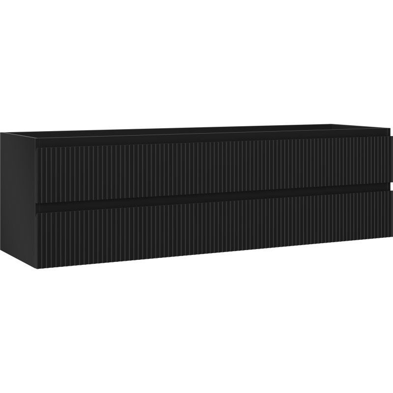 Mexen Rivel badkamerkastje onder wastafel 160 cm, 2 lades, gegroefd, zwart mat - 91A20-16047-2-BFF71