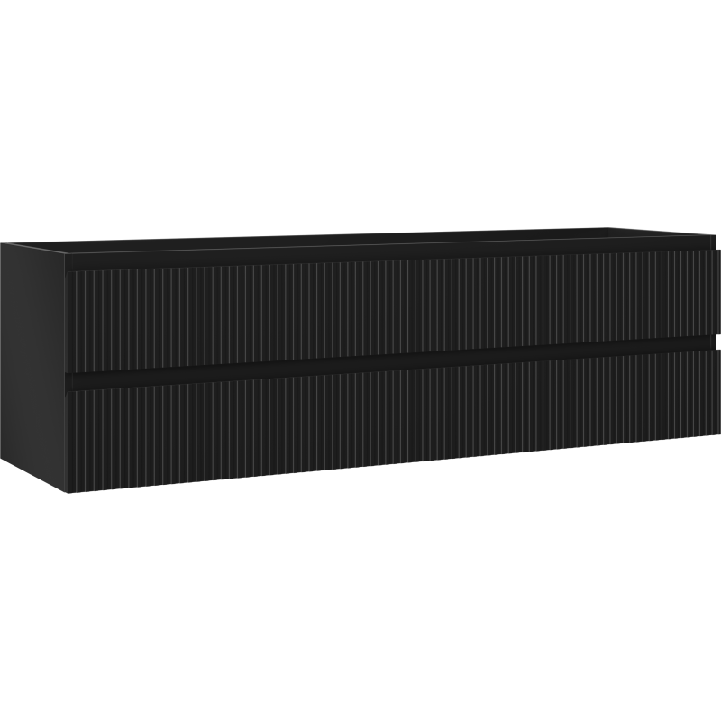 Mexen Rivel badrumsskåp under handfat 160 cm, 2 lådor, räfflad, svart matt - 91A20-16047-2-BFF71