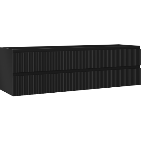 Mexen Rivel bathroom cabinet under the sink 160 cm, 2 drawers, grooved, matte black - 91A20-16047-2-BFF71