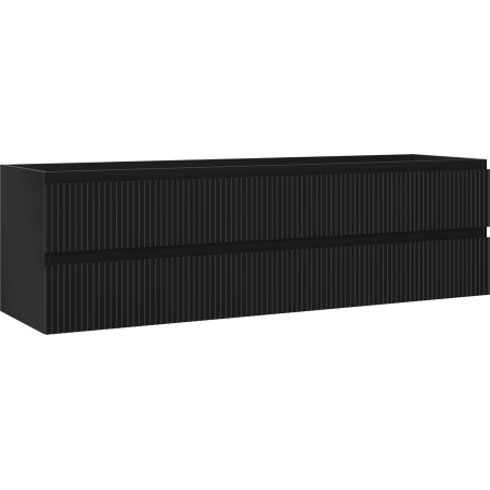 Mexen Rivel kopalna omarica za umivalnik 160 cm, 2 predali, rebrasti, črna mat - 91A20-16047-2-BFF71