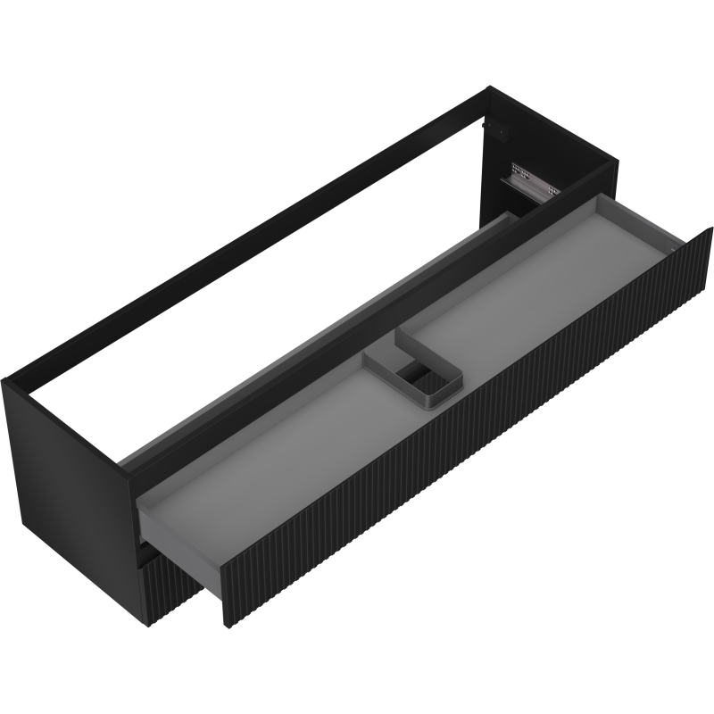 Mexen Rivel badkamerkastje onder wastafel 160 cm, 2 lades, gegroefd, zwart mat - 91A20-16047-2-BFF71