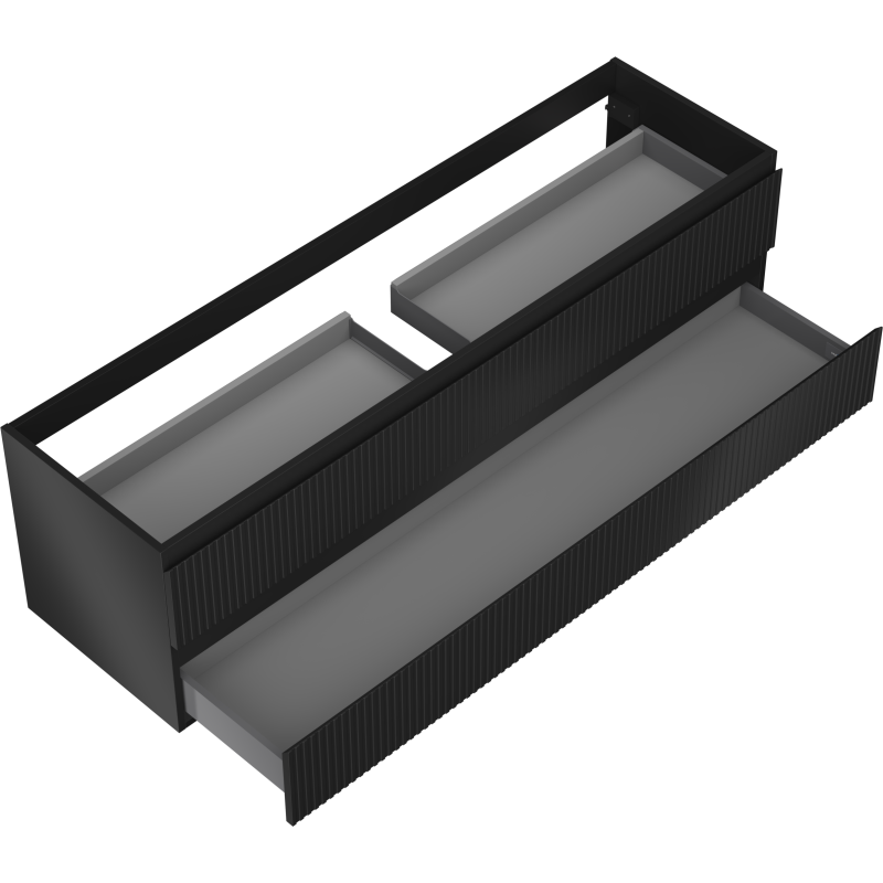 Mexen Rivel bathroom cabinet under the sink 160 cm, 2 drawers, grooved, matte black - 91A20-16047-2-BFF71