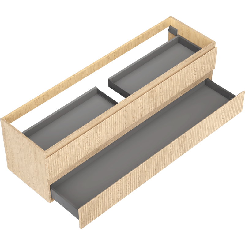 Mexen Rivel badrumsskåp under tvättställ 160 cm, 2 lådor, räfflad, ek - 91A20-16047-2-BFF81