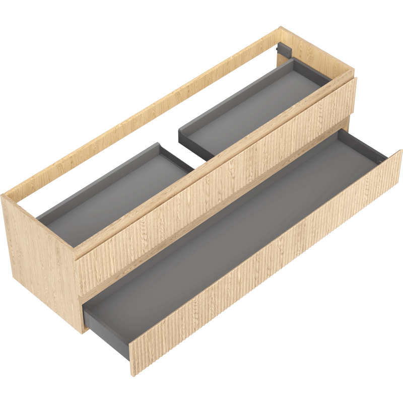 Mexen Rivel Bathroom Cabinet 160 cm, 2 Drawers, Ribbed, Oak - 91A20-16047-2-BFF81