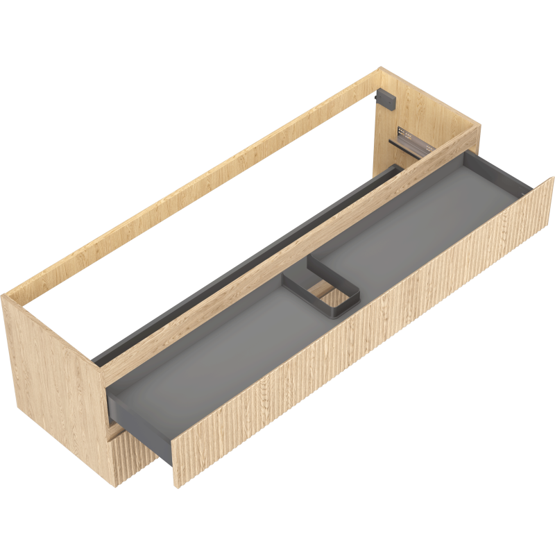 Mexen Rivel badrumsskåp under tvättställ 160 cm, 2 lådor, räfflad, ek - 91A20-16047-2-BFF81