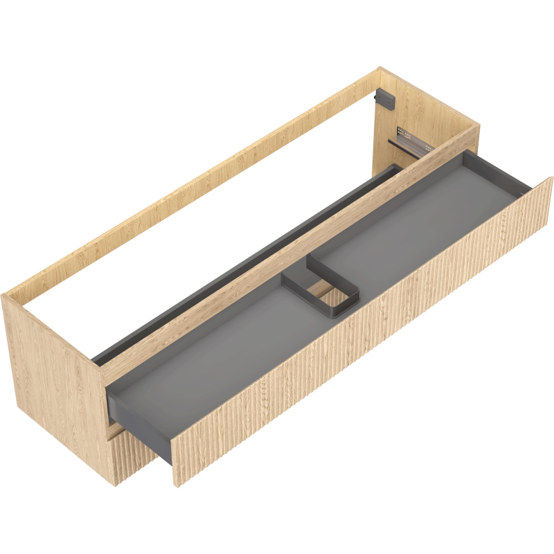 Mexen Rivel mueble de baño bajo lavabo de 160 cm, 2 cajones, ranurado, roble - 91A20-16047-2-BFF81