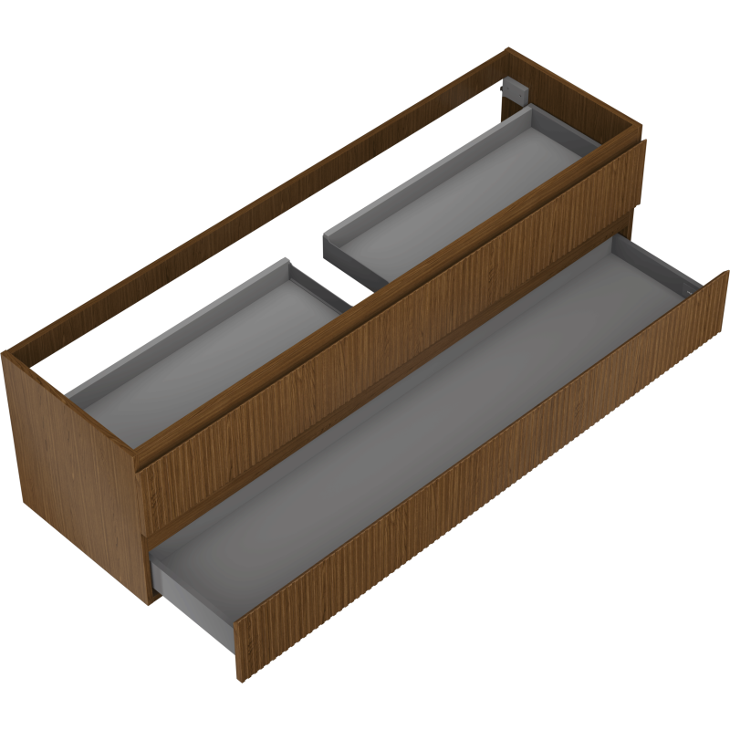 Mexen Rivel mobiletto da bagno sotto lavabo 160 cm, 2 cassetti, scanalato, noce - 91A20-16047-2-BFF86