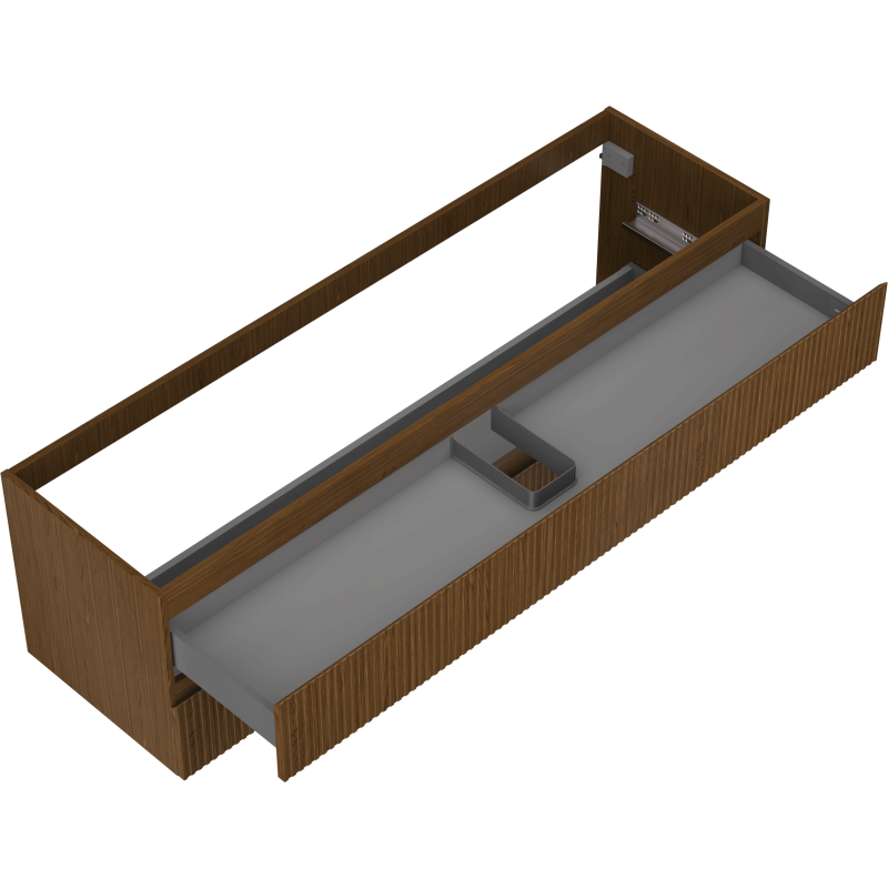 Mexen Rivel Badezimmerschrank 160 cm, 2 Schubladen, gerillt, Walnuss - 91A20-16047-2-BFF86