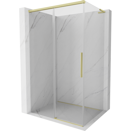 Mexen Rox L Duschkabine Schiebetür 90 x 80 cm, transparent, gebürstetes Gold - 8C2L-090-080-55-00