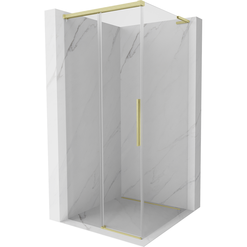 Mexen Rox L cabina de ducha corredera 120 x 120 cm, transparente, dorado cepillado - 8C2L-120-120-55-00