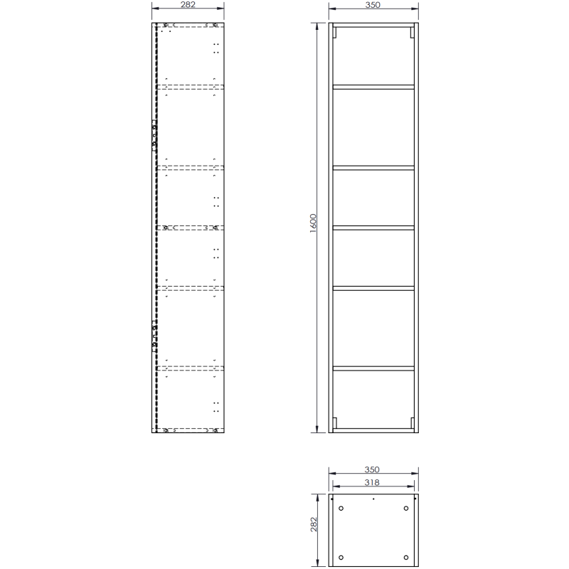 Mexen Rivel badkamerkolom 35 cm, 1 deur, geribbeld, walnoot - 91A21-03016-1-BF86