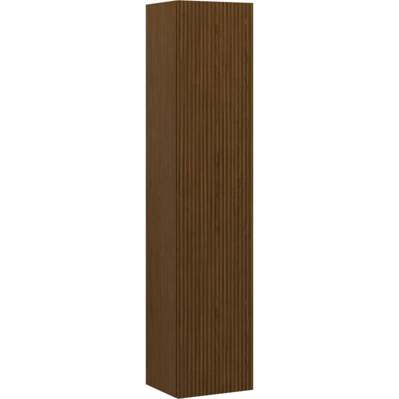 Mexen Rivel badkamerkolom 35 cm, 1 deur, geribbeld, walnoot - 91A21-03016-1-BF86